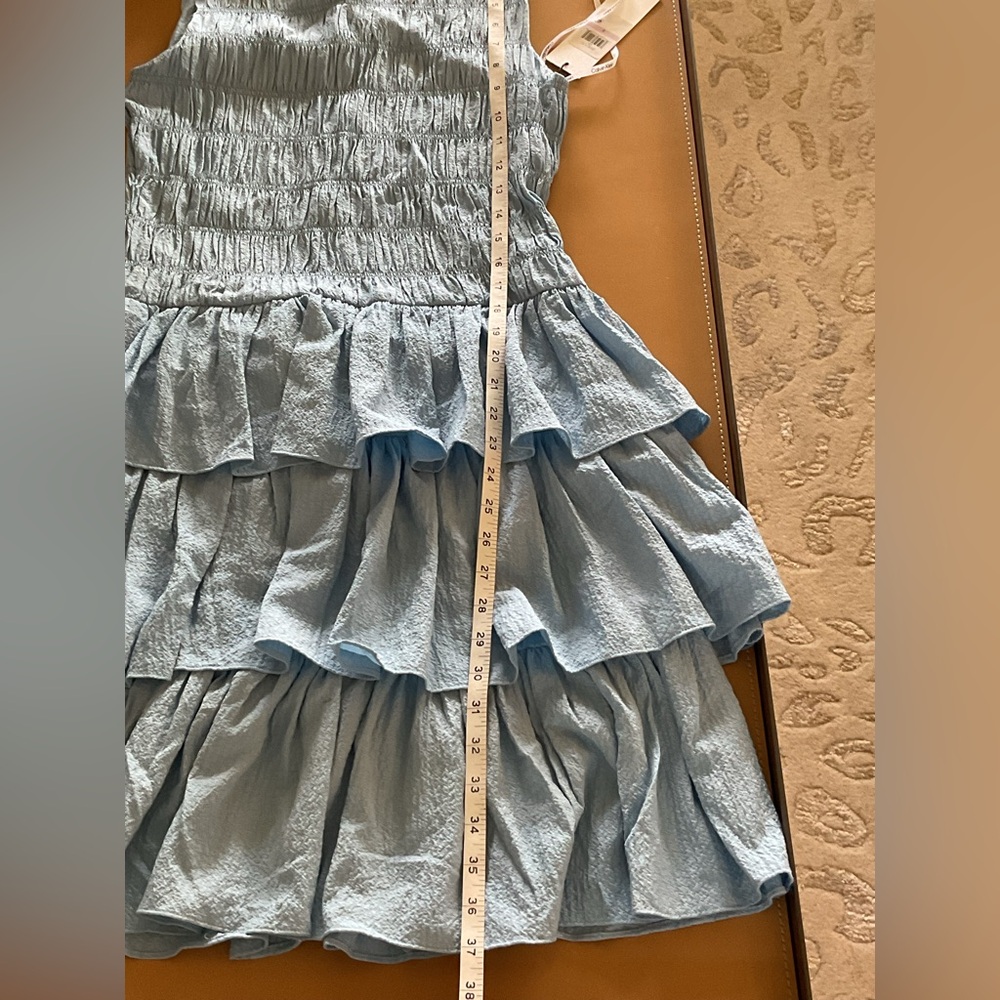 NEW Calvin Klein Blue Smocked & Tiered Sleeveless Dress. - Picture 10 of 14